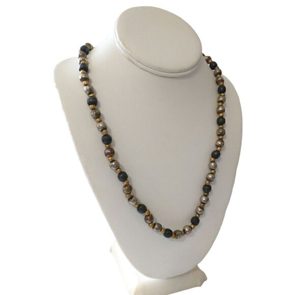 Metal Bead Chain Necklace Mixed Metals HEAVY Strand Biker Rocker Fairy Grunge - Picture 5 of 16